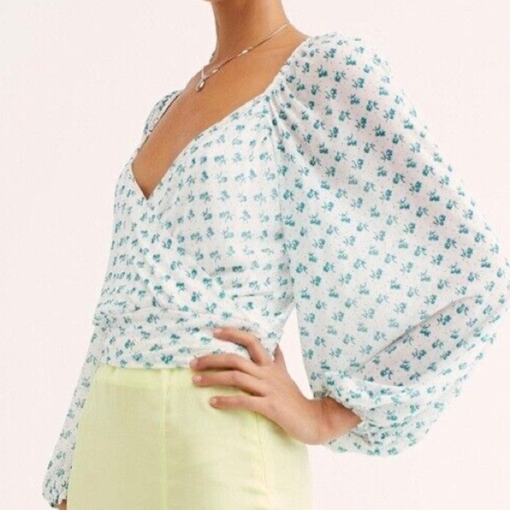 Free People Sweetie Pie Floral Sheer Wrap Top